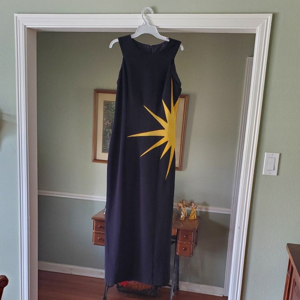 Vintage 80's black with sunburst maxi dress - Picture 2 of 9